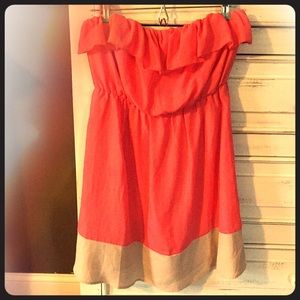 Coral Strapless Sundress